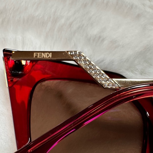 Fendi Red and Brown Sunglasses - Picture 7 of 12